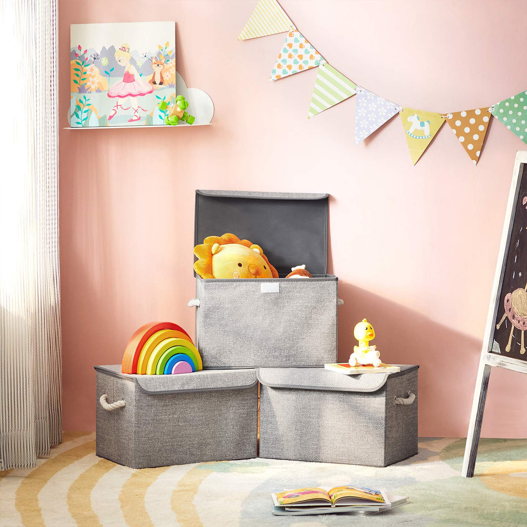 Set of 3 Fabric Storage Boxes with Lid