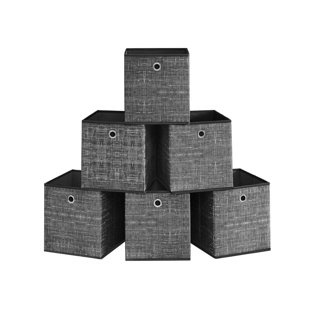 Set of 6 Storage Boxes Heathered Black