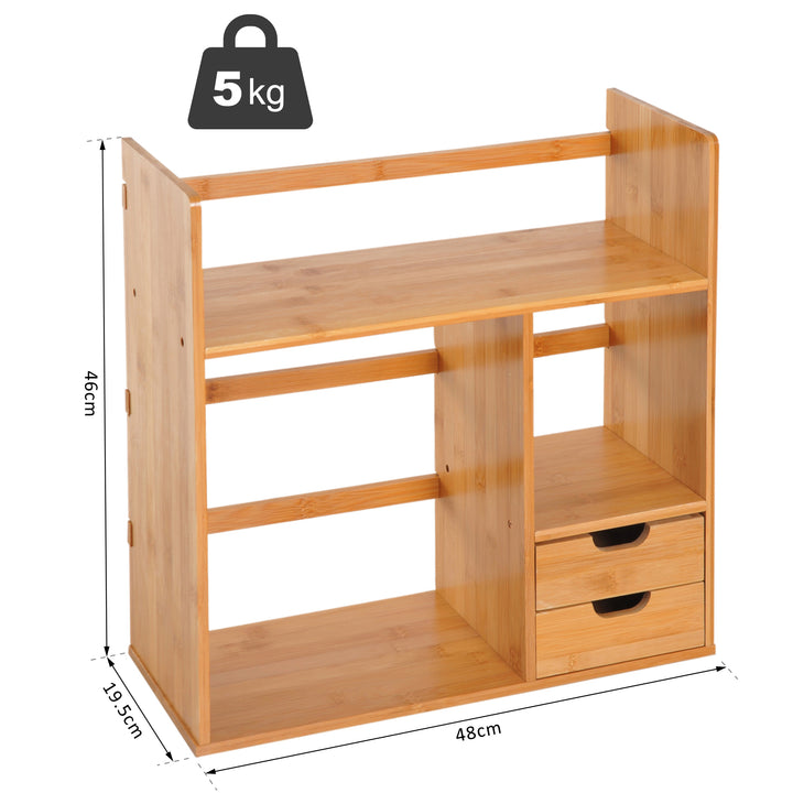 Desk Organiser Bookshelf Storage 2 Drawers 2-way Reversed Use Bamboo