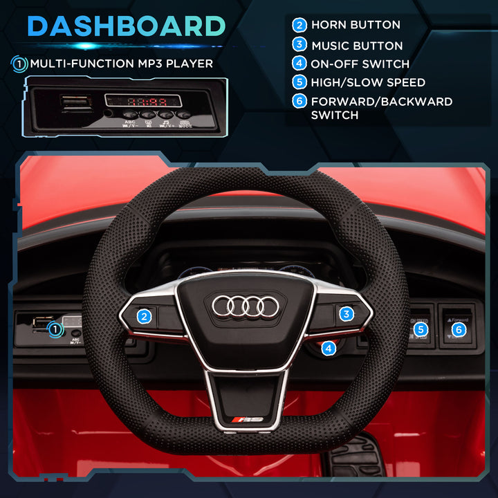 HOMCOM Audi Licensed 12V Kids Electric Ride-On, with Remote Control, Suspension System, Lights, Music, Motor - Red
