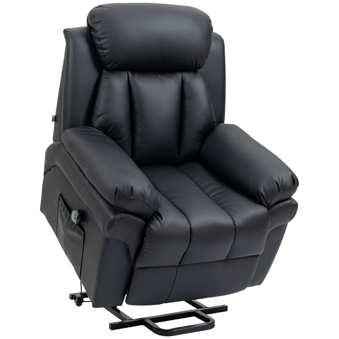 Lift Stand Assistance Chair Recliner Sofa PU Leather  Extra Padded Design Electric Power w/ Remote Black