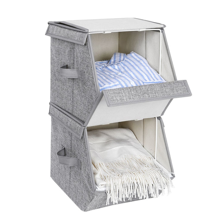 Set of 3 Stackable Storage Boxes with Lid