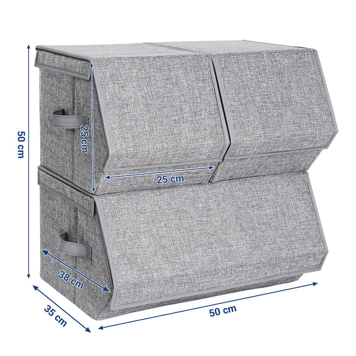 Set of 3 Stackable Storage Boxes with Lid