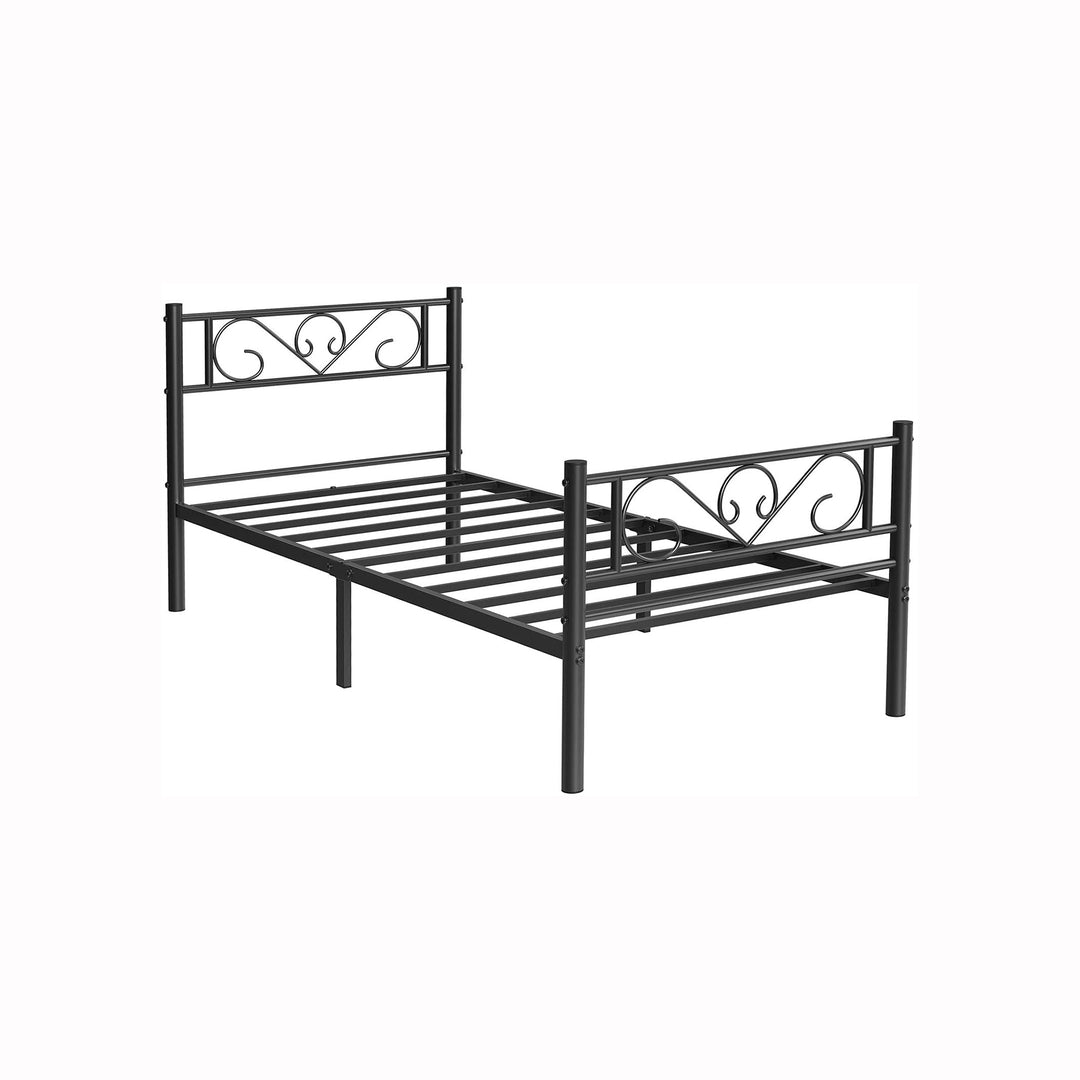 Black Single Metal Bed Frame with Headboard