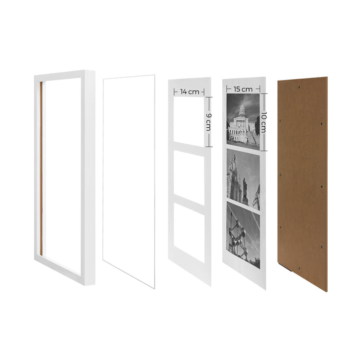 White Triple Picture Frame with Glass Front