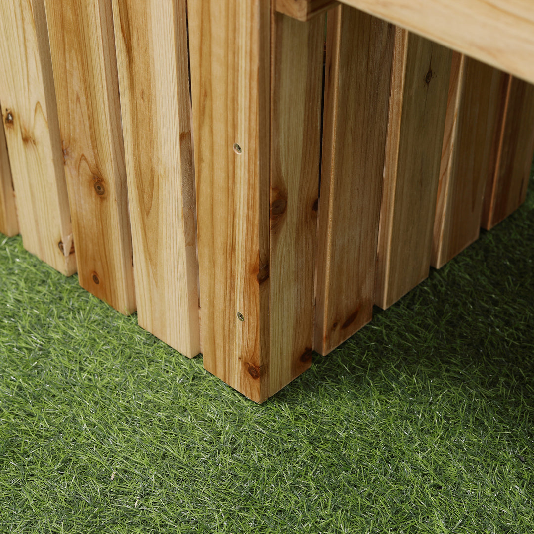 Outsunny Wooden Planters &amp; Bench Combination, Flower Pot Planter Box with Garden Bench for Patio, Park and Deck, 192 x 43 x 50 cm, Natural