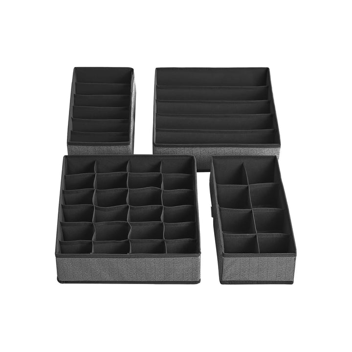 Set of 4 Black Fabric Drawer Organiser