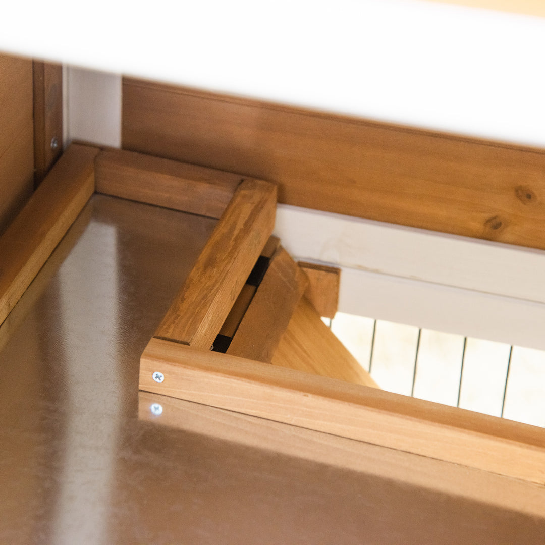 PawHut 2 Tier Wooden Rabbit Hutch, Guinea Pig Cage, Bunny Run, Small Animal House with Plant Box, Slide-out Tray, Ramp, 123 x 58 x 106cm, Natural