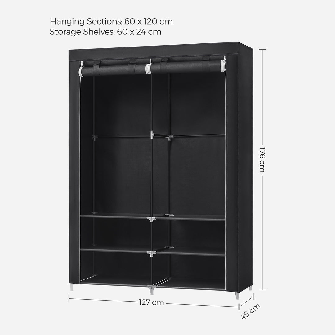 Portable Wardrobe with 2 Hanging Rails