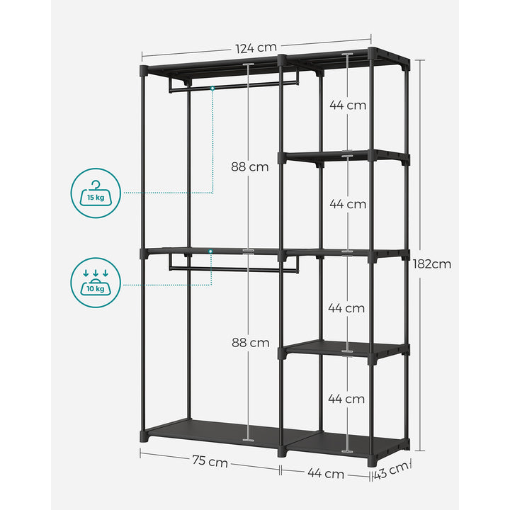 Foldable Wardrobe with Clothes Rails 43 x 124 x 182 cm