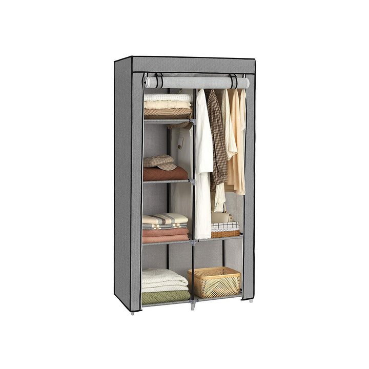 Grey Small Portable Closet with Metal Frame & Fabric Cover