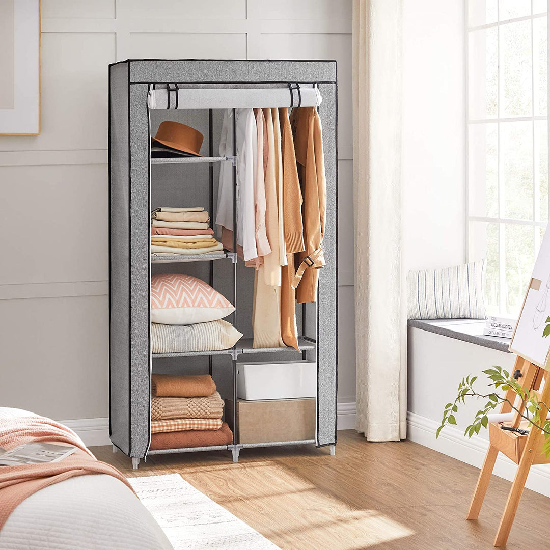 Grey Small Portable Closet with Metal Frame & Fabric Cover