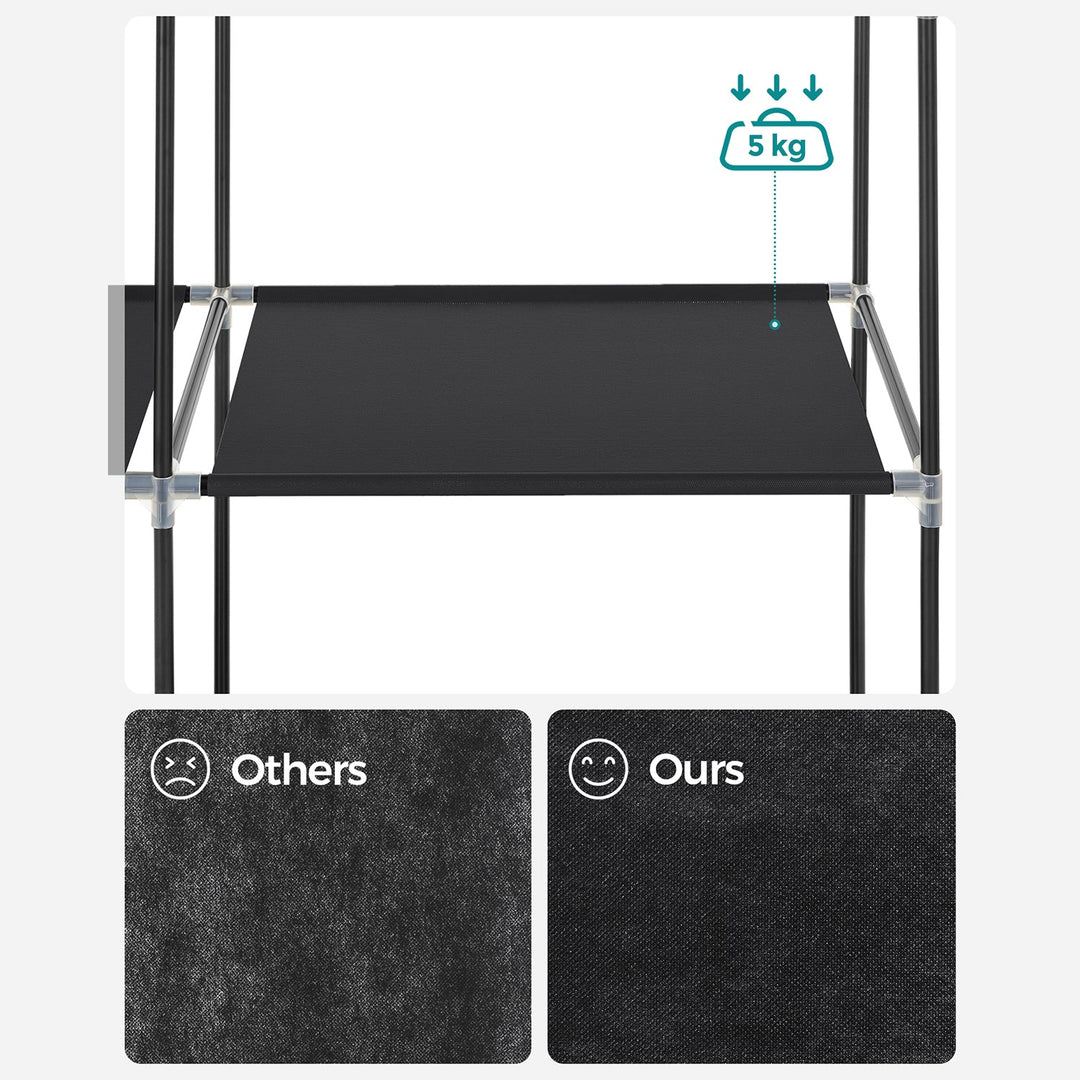 SONGMICS Black Portable Wardrobe with Fabric Cover