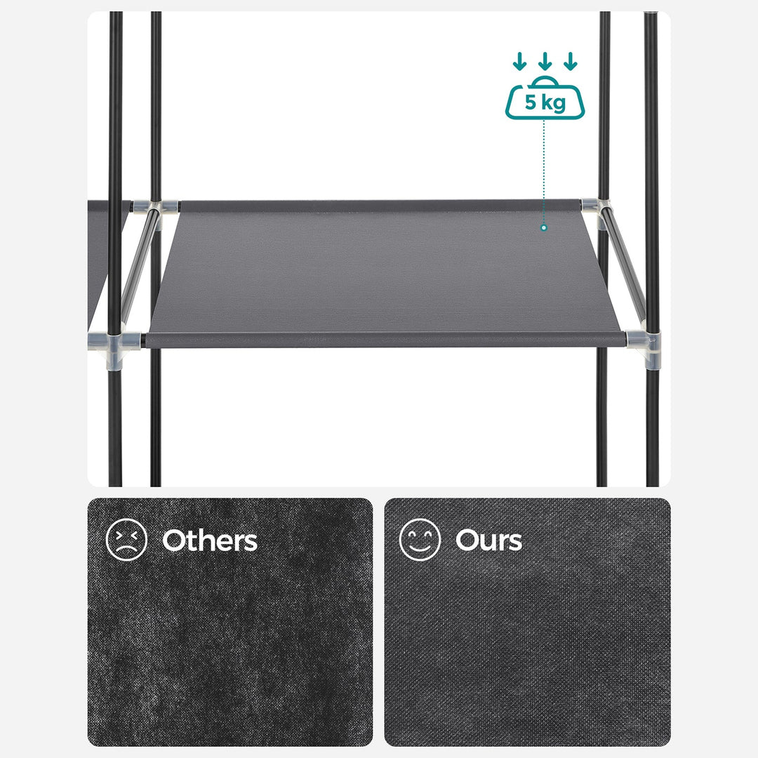 SONGMICS Grey Portable Wardrobe with Fabric Cover