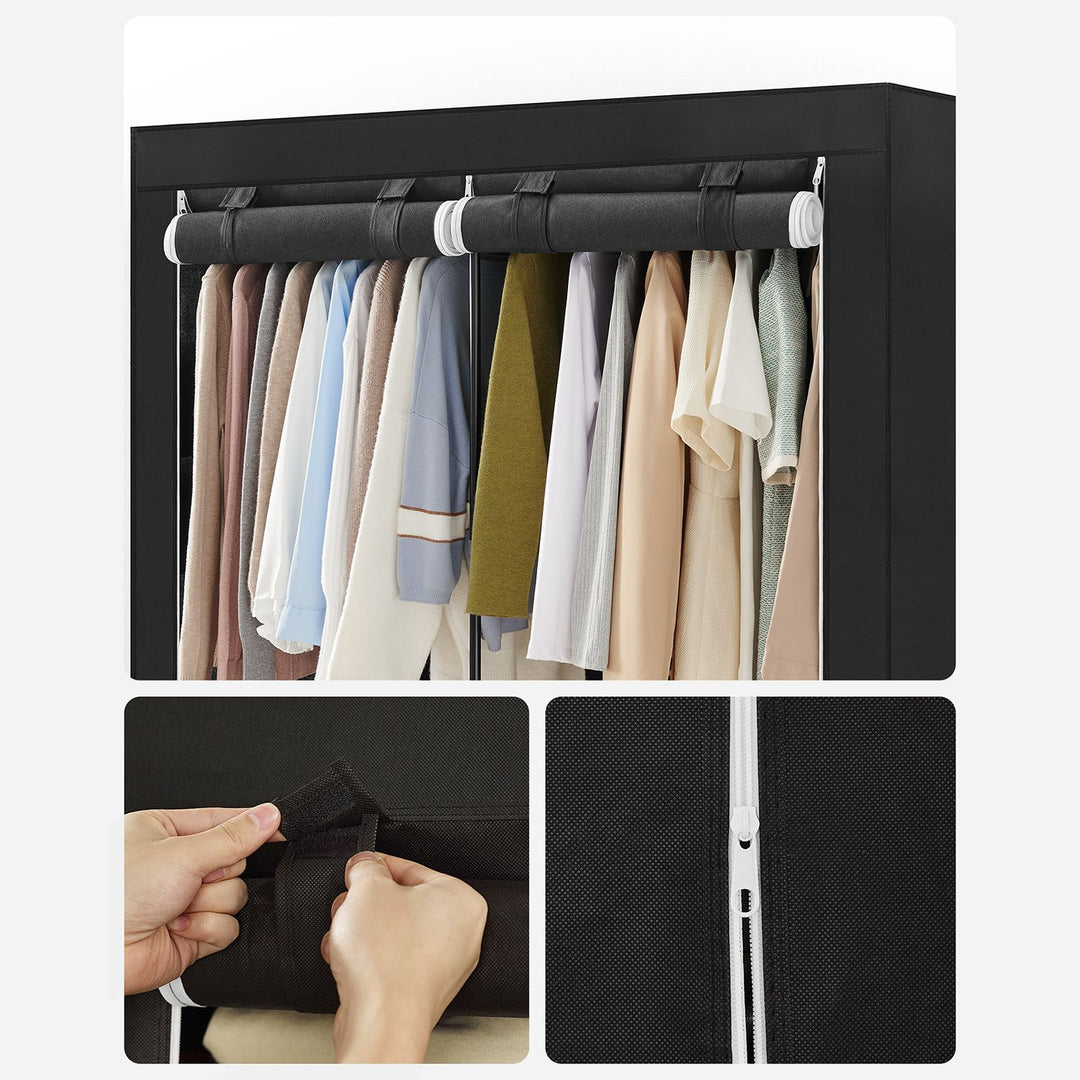 Portable Wardrobe with 3 Hanging Rails