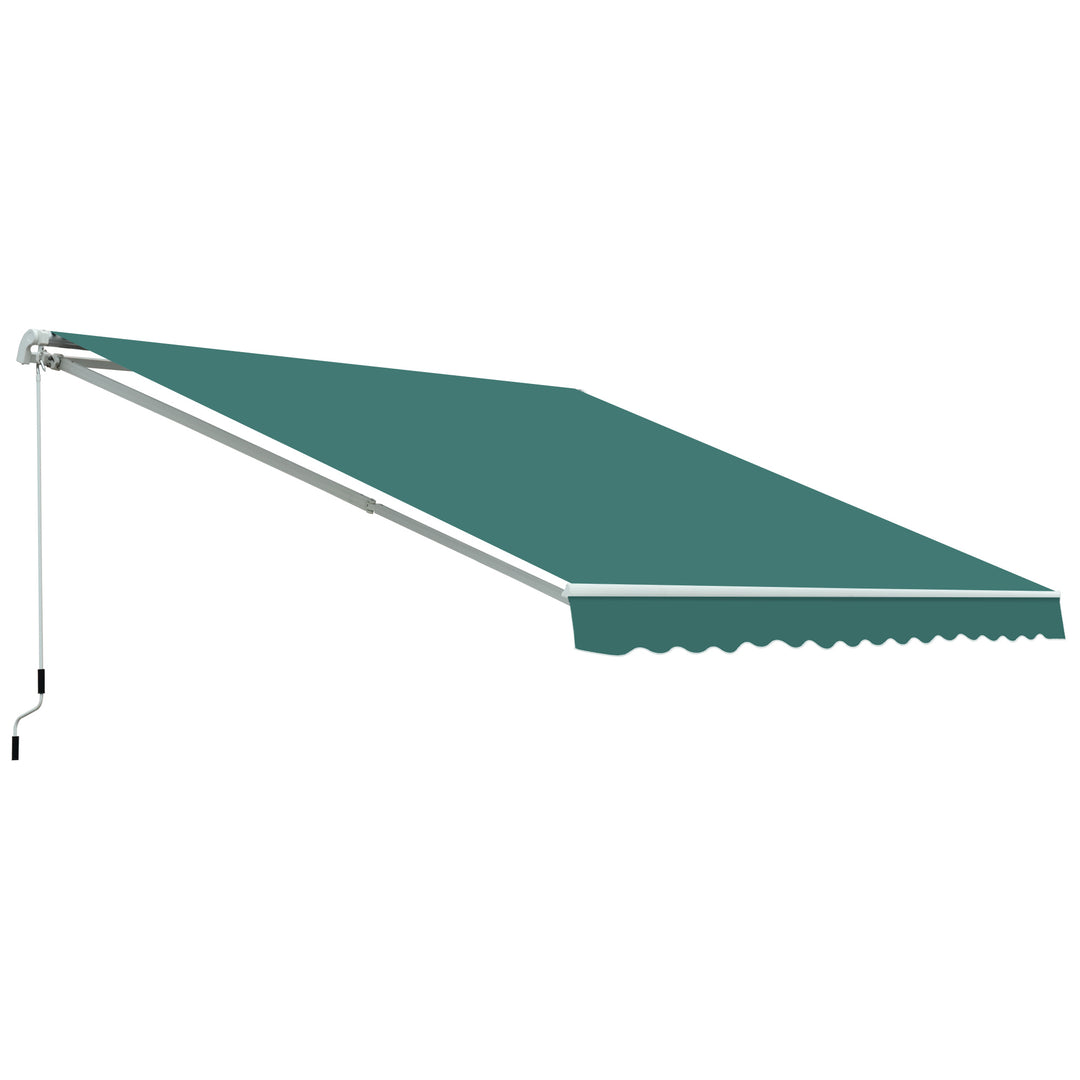 3.5 x 2.5 m Garden Patio Manual Awning Canopy Sun Shade Shelter with Winding Handle - Green