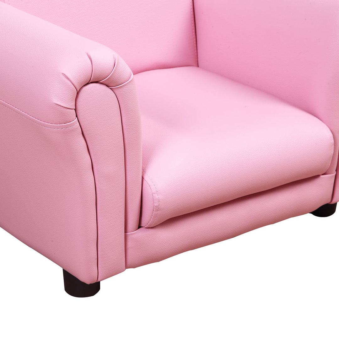 Single Seater Kids Sofa Set Children Couch Seating Game Chair Seat Armchair w/ Free Footstool (Pink)
