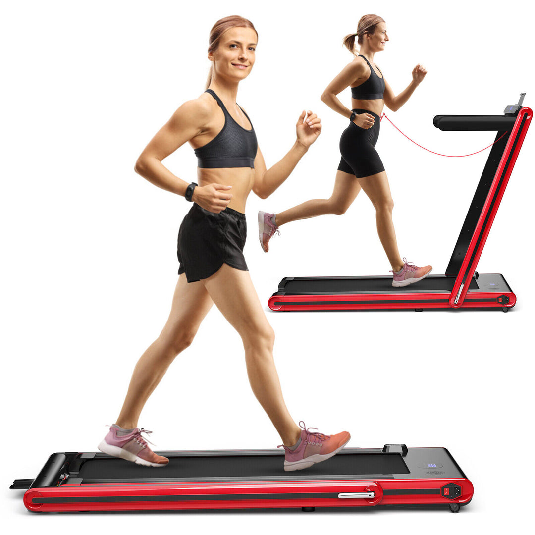 Folding Under Desk Treadmill with Dual LED Display-Red