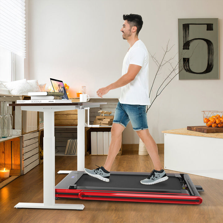 Folding Under Desk Treadmill with Dual LED Display-Red