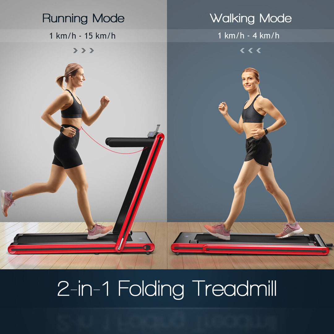 Folding Under Desk Treadmill with Dual LED Display-Red