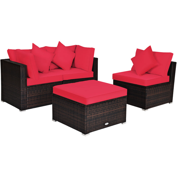 Conversation Set with Removable Cushions and Pillows-Red