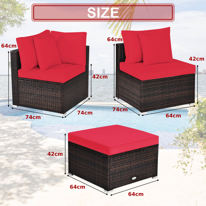 Conversation Set with Removable Cushions and Pillows-Red