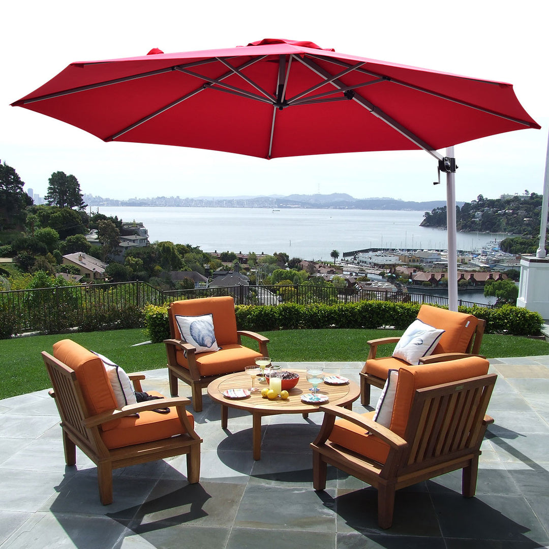 Umbrella with Tilting Adjustment and Cross base-Red