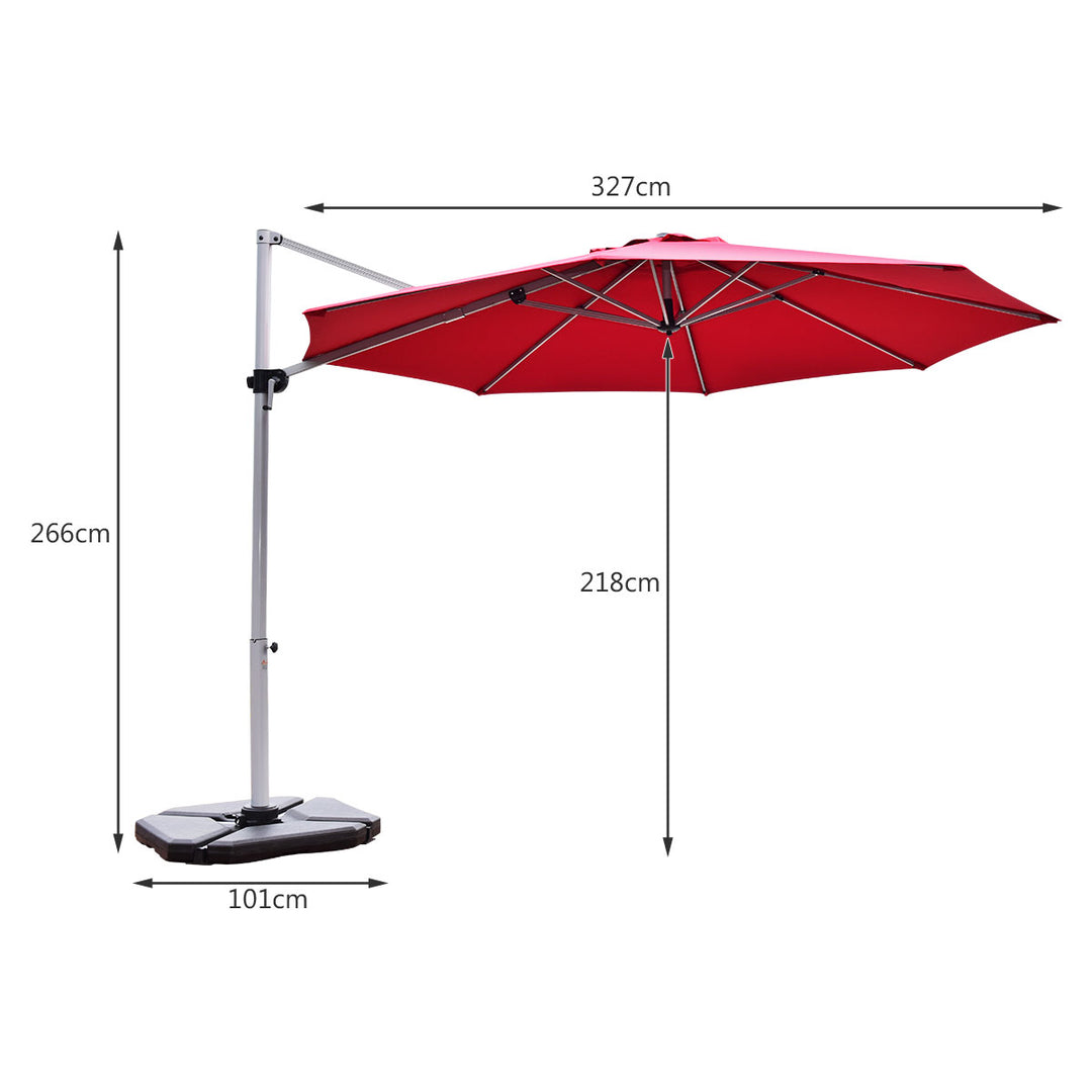 Umbrella with Tilting Adjustment and Cross base-Red