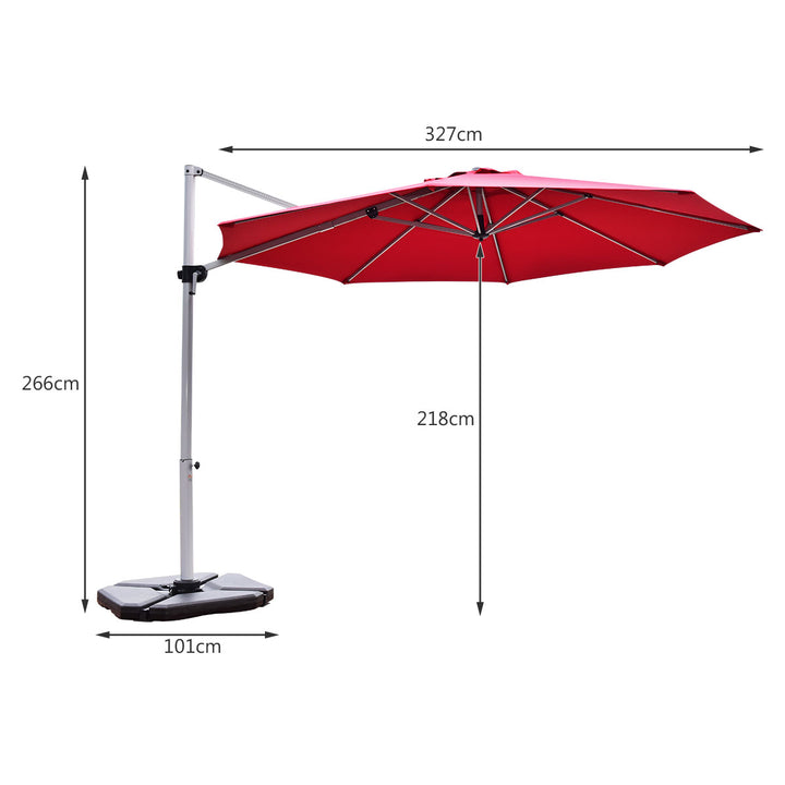 Umbrella with Tilting Adjustment and Cross base-Red