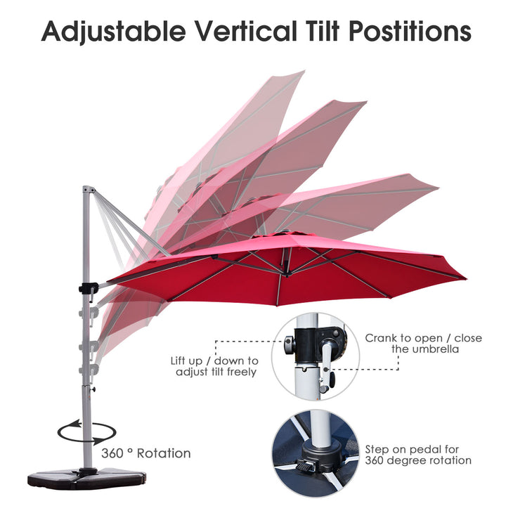 Umbrella with Tilting Adjustment and Cross base-Red