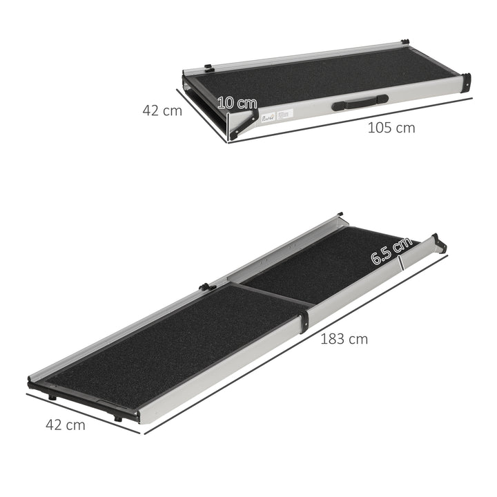 Portable Folding Pet Ramp, Dog Ramp for Cars with One Carry Handle, Non-Slip Ramp for Dogs to Get into a Car, Secure Aluminium Frame, Black