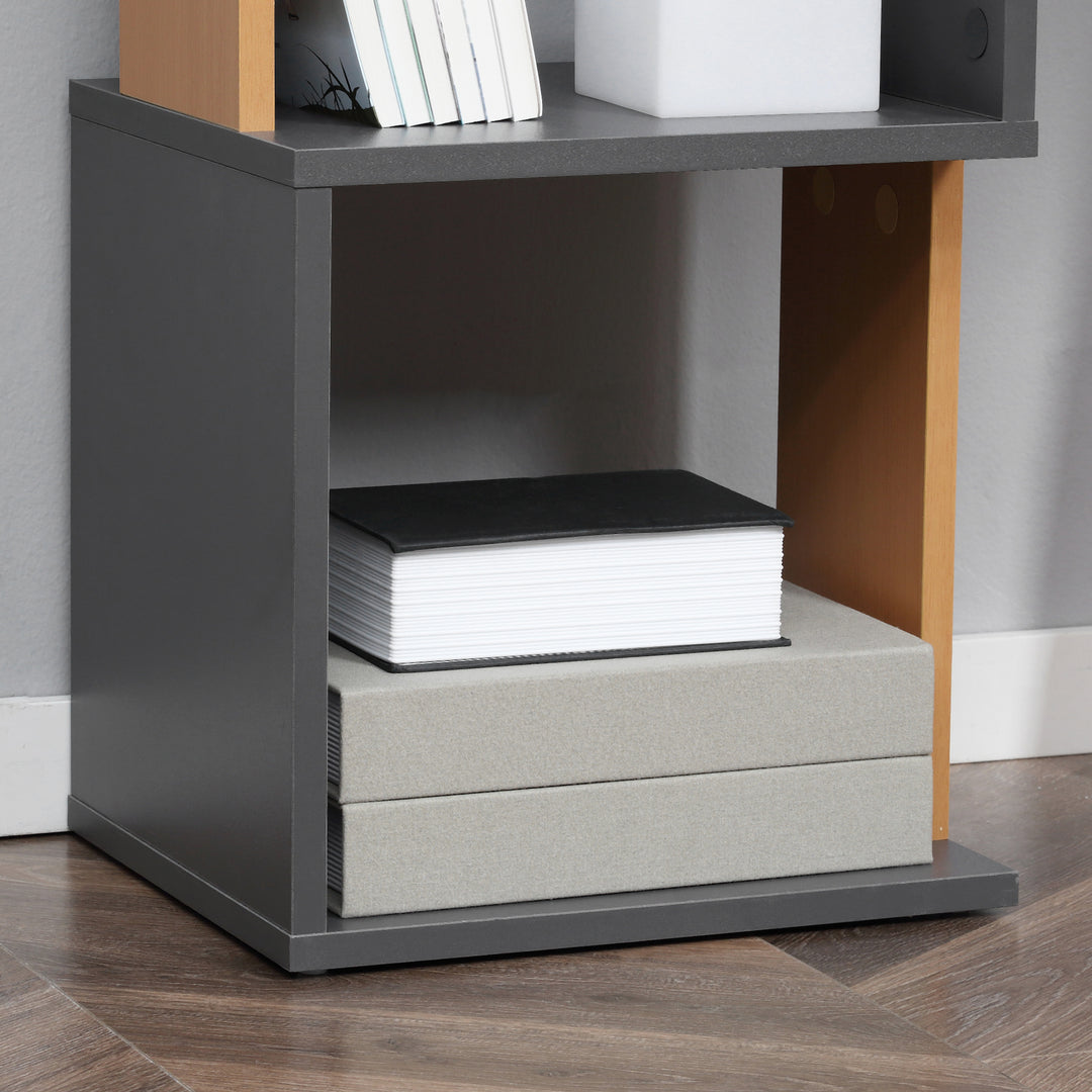 HOMCOM Modern 5-Tier Bookshelf, Freestanding Bookcase Storage Shelving for Living Room Home Office Study, Dark Grey