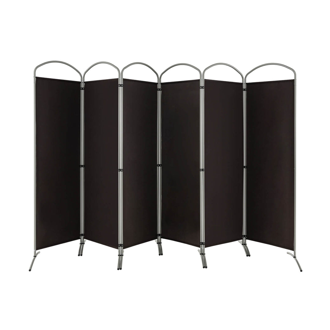 6 Panel Freestanding Fabric Room Divider for Home and Office-Brown