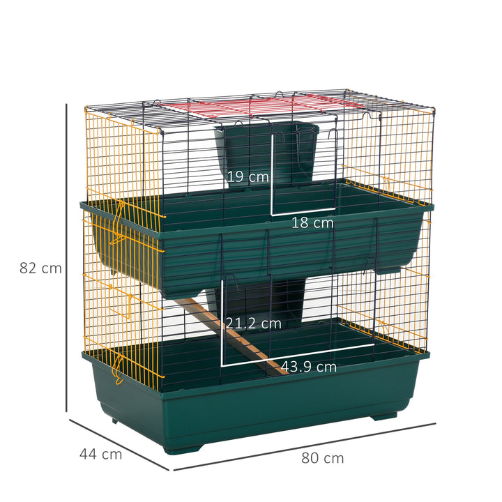 Small Animal Cage Habitat with Accessories 3 Openable Doors 2-Story Large Pet Play House for Chinchillas Puppy Guinea Pig 80 x 44 x 82 cm