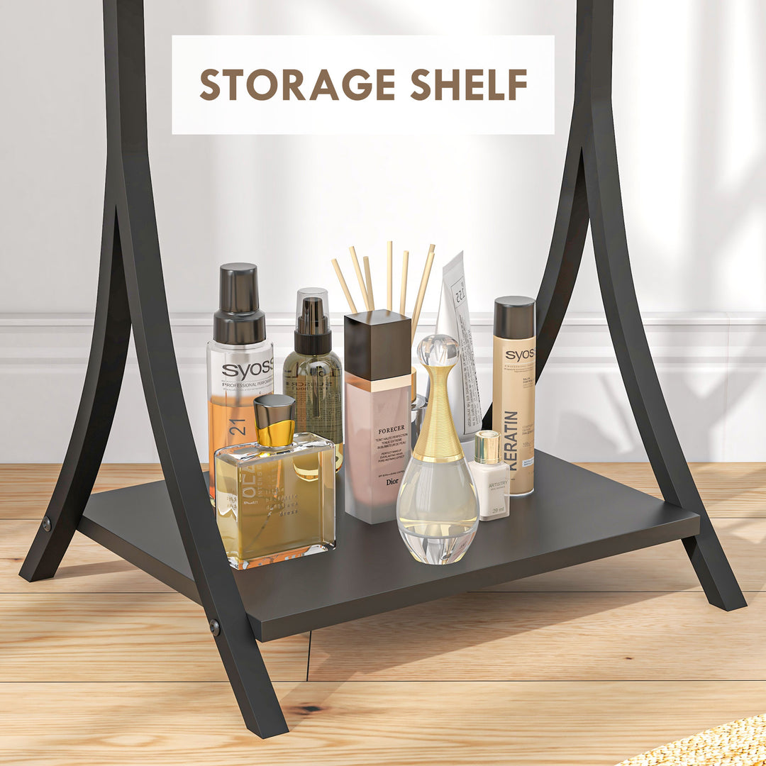 Free Standing Dressing Mirror, Full Length Mirror with Adjustable Angle, Storage Shelf for Living Room, Bedroom, Hallway