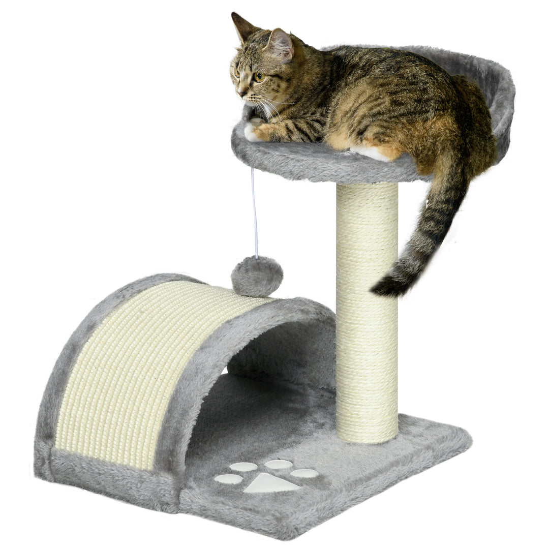 Cat Tree Scratching Scratcher Post Kitten Activity Centre Climber Hanging Ball Grey
