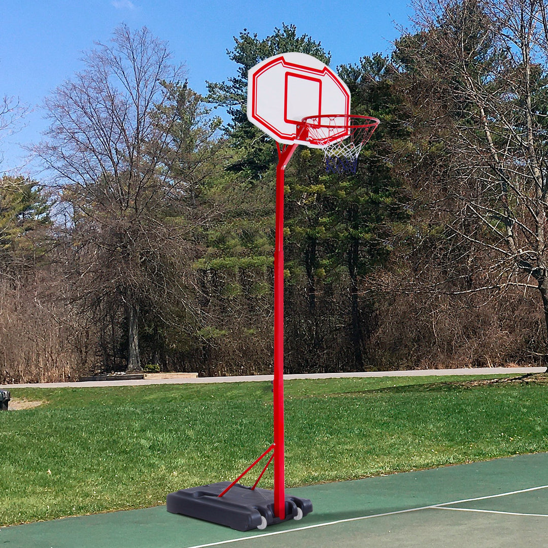 Steel Basketball Stand Height Adjustable Hoop Backboard Red