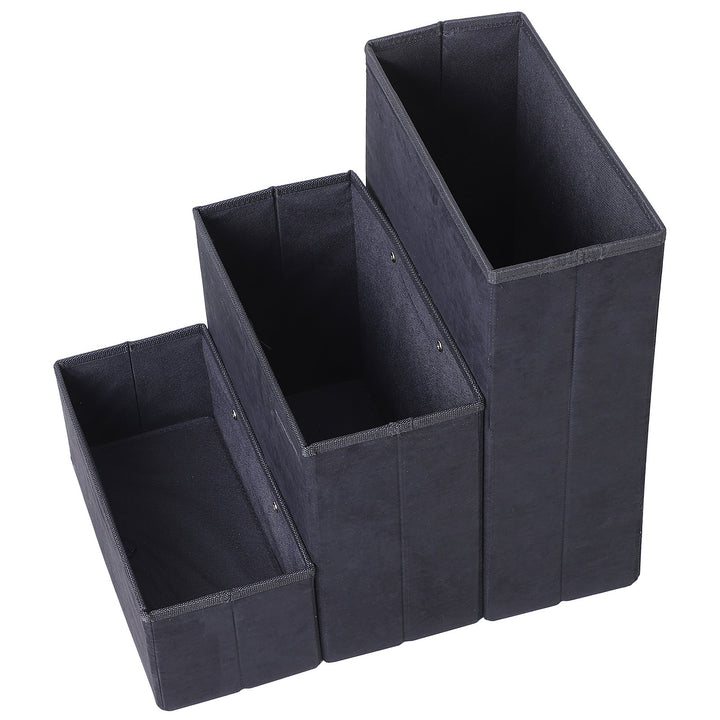 3 Step Pet Stairs Foldable Portable Mobility Assistance w/ Washable Fleece Cover 41x19cm Black