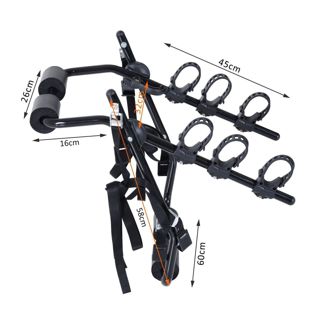 3 Bicycles Car Carrier Rack-Black