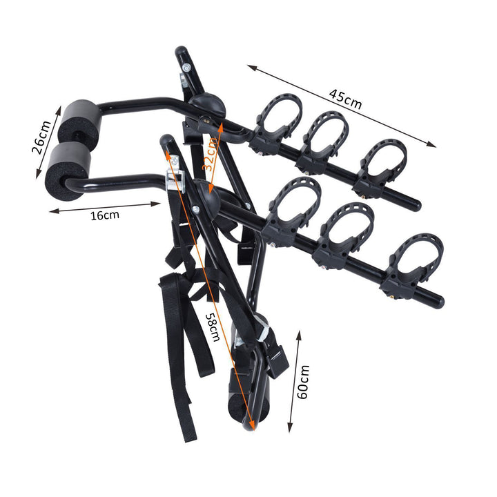 3 Bicycles Car Carrier Rack-Black