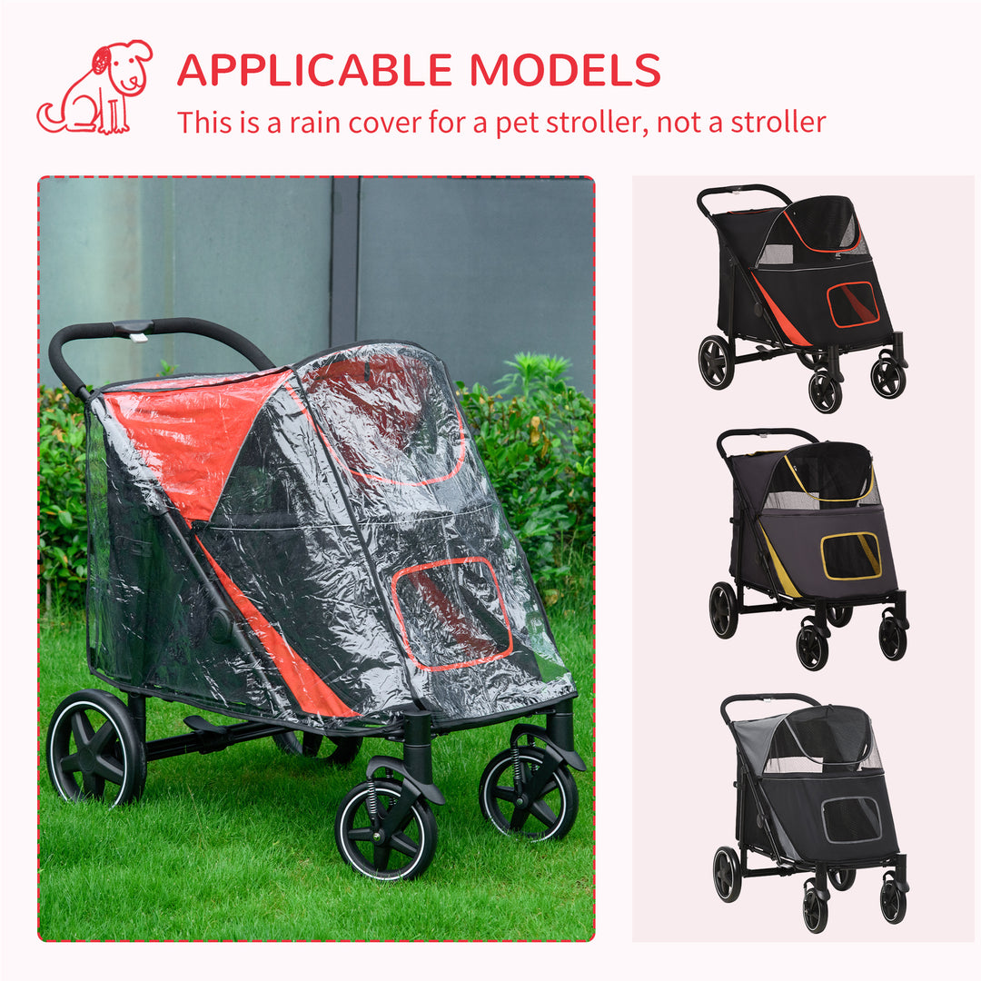 One-Click Foldable Pet Travel Stroller with Rain Cover, Cat Dog Pushchair with Front Wheels - Red