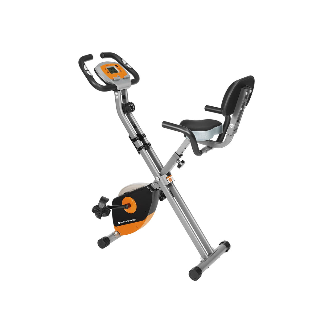 Foldable Stationary Bike Orange and Grey