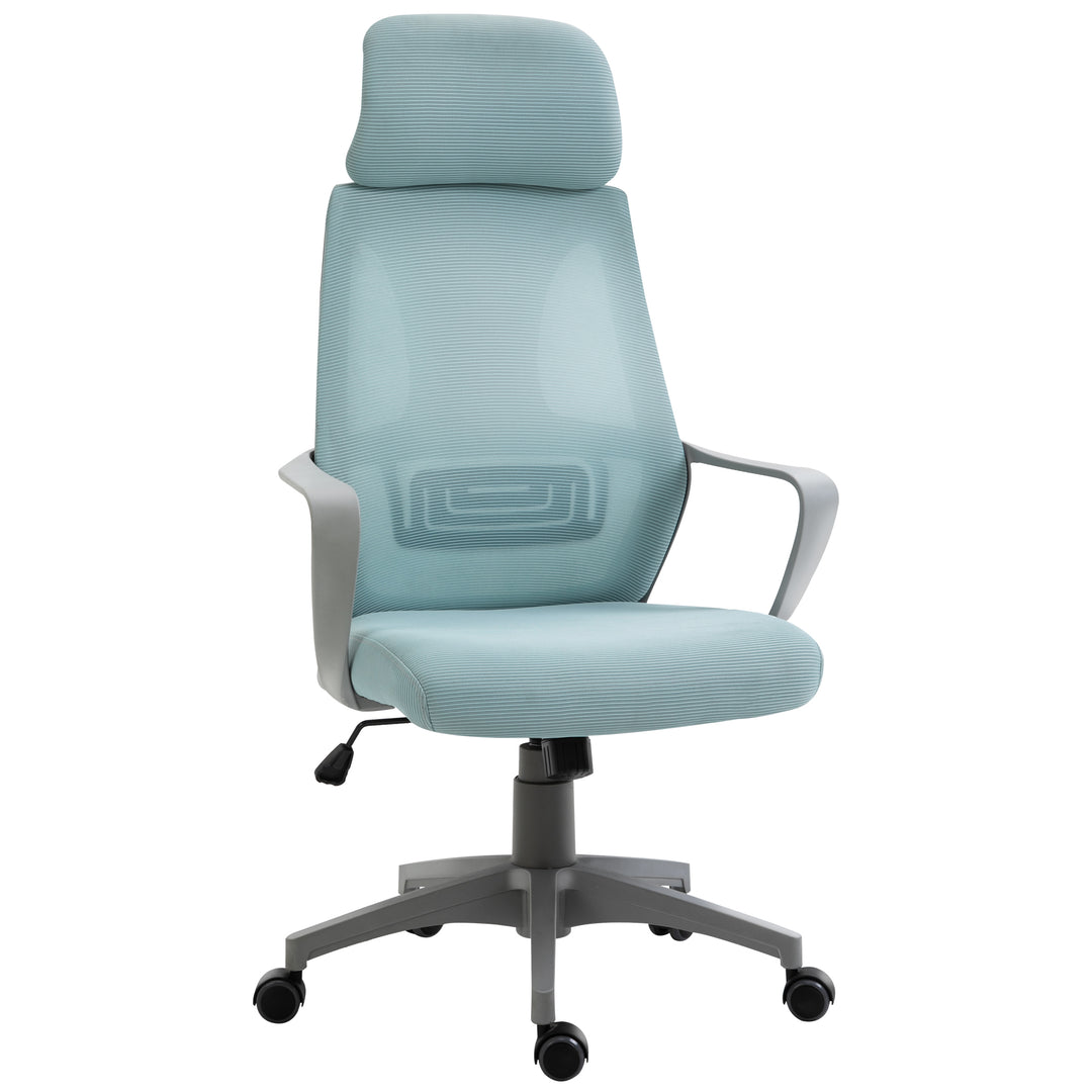 Ergonomic Office Chair w/ Wheel, High Mesh Back, Adjustable Height Home Office Chair - Blue