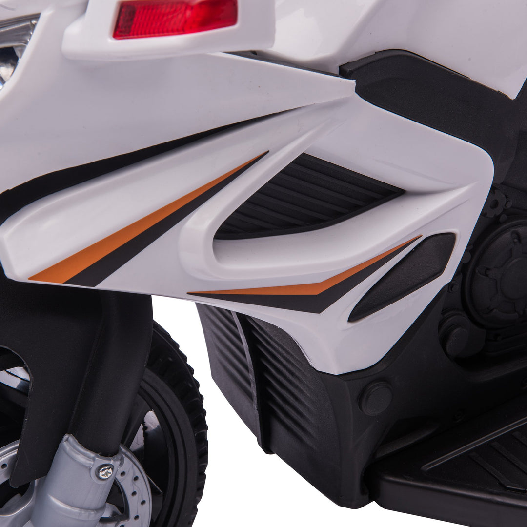 Kids 6V Electric Ride On Motorcycle Police Car Toy for 18 - 36 months White