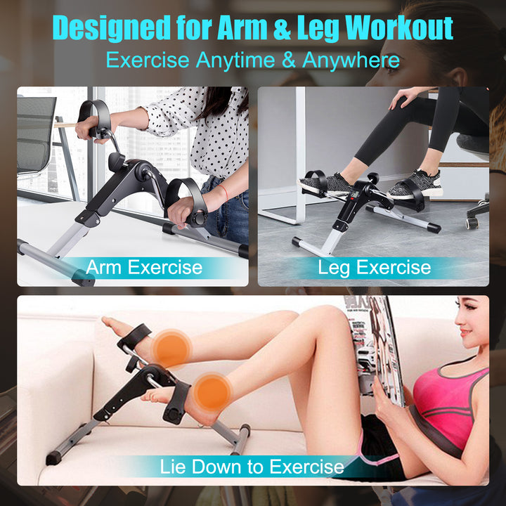 Mini Exercise Bike with Adjustable Resistance and LCD Screen Display