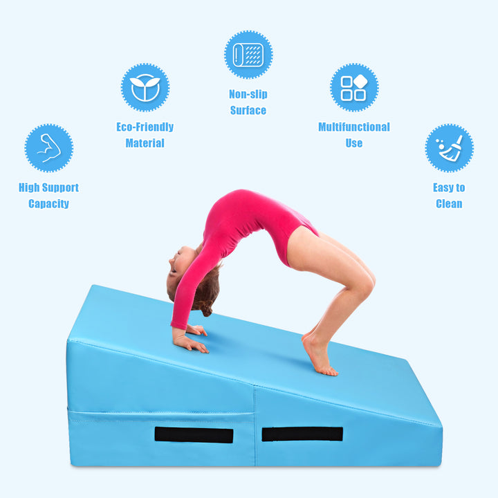 Incline Gymnastics Mat with Carrying Handles for Home Gym Aerobic-Blue