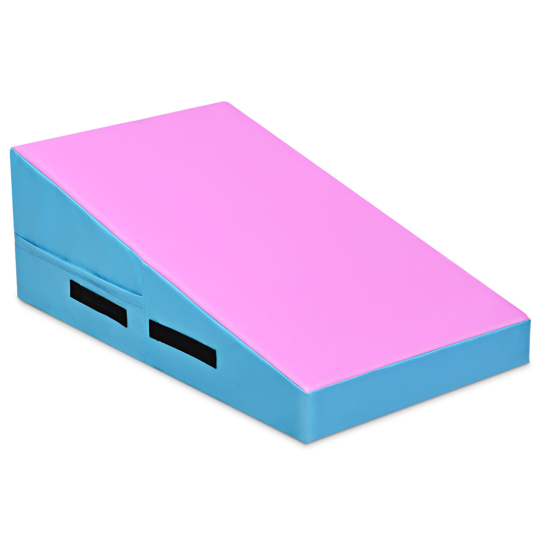 Incline Gymnastics Mat with Carrying Handles for Home Gym Aerobic-Pink &amp; Blue