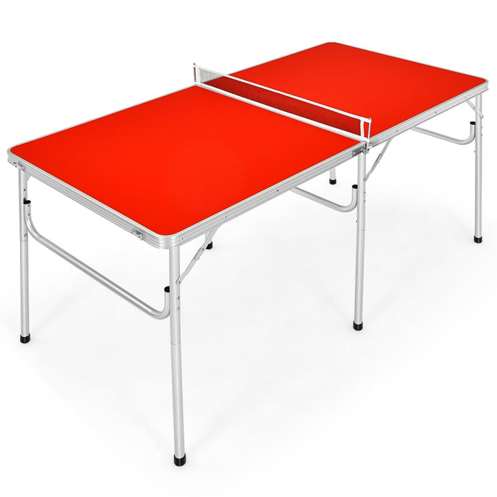 Portable Folding Table Tennis Table with 2 bats-Red