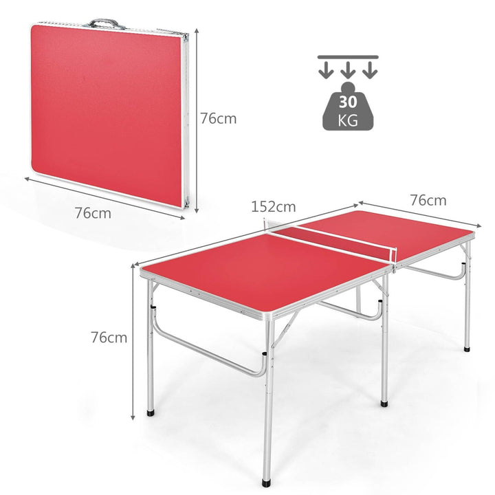 Portable Folding Table Tennis Table with 2 bats-Red