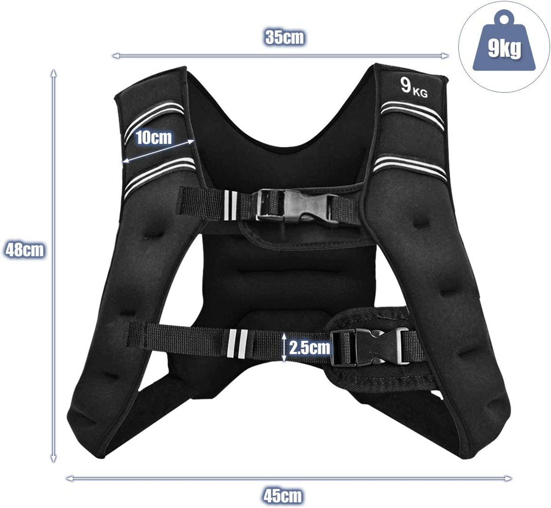 Weighted Vest with Adjustable Buckles and Mesh Bag-9kg